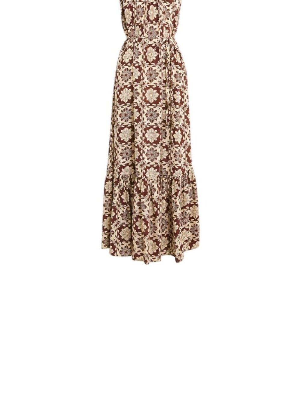 New J.Crew Womens Caspia Floral Crepe Maxi Dress  Brown/White L Sleeveless - Picture 15 of 15